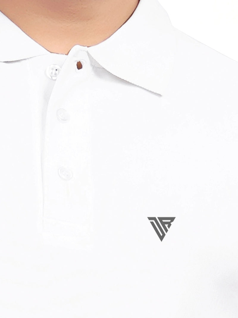Men's Polo Collar T-Shirt — White — Quality Craftsmanship Anatomy