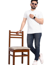 Men's Polo Collar T-Shirt — White — Thumbnail 4
