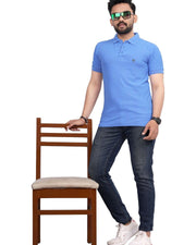 Men's Polo Collar T-Shirt — Blue — Thumbnail 5