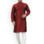 Men's Mandarin Collar Jacquard Straight Kurta — Maroon