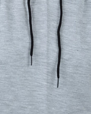 Unisex Long Sleeves Fleece Hooded Pullover Sweatshirt — Grey Melange — Thumbnail 3