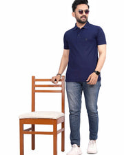 Men's Polo Collar T-shirt — Navy Blue — Thumbnail 6