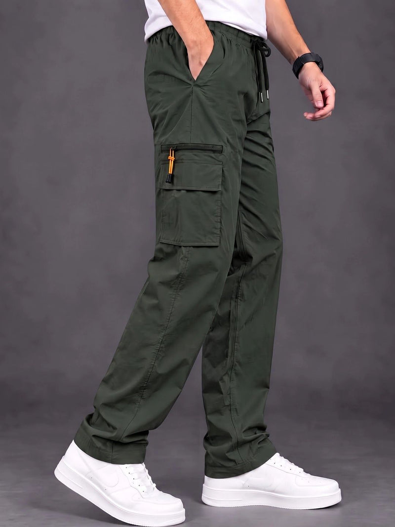 Men Regular Fit Dry Fit Training Cargos — Olive — Quality Craftsmanship Anatomy