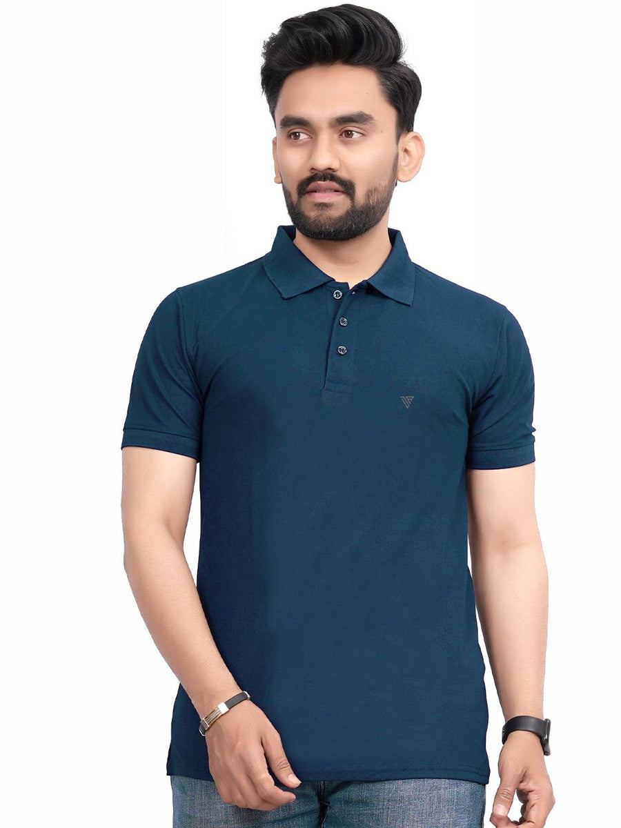 Men's Polo Collar Regular -Fit T-Shirt — Teal — Tshirt Factory India Direct Manufacturer Surat