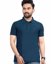 Men's Polo Collar Regular -Fit T-Shirt — Teal — Thumbnail 2