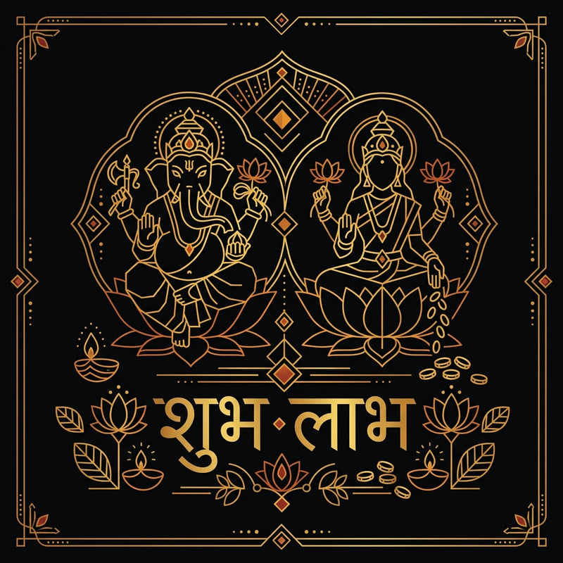 Men's Shubh Labh Lakshmi Ganesh Graphic Cotton T-Shirt — Quality Craftsmanship Anatomy