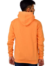 Unisex Long Sleeves Fleece Hooded Pullover Sweatshirt — Orange — Thumbnail 3