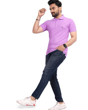 Men's Polo Collar Regular -Fit T-Shirt — Lavender — Thumbnail 7
