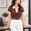 Women Colourblocked Polo Collar T-shirt — Coffee Brown