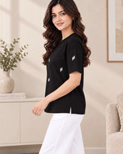 Women's Printed T-Shirt — Black — Thumbnail 2