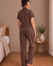 Women's Solid Shirt with Palazzos — Brown — Thumbnail 4