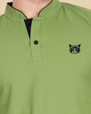 Men's Mandarin Collar Pockets T-Shirt — Green — Thumbnail 2
