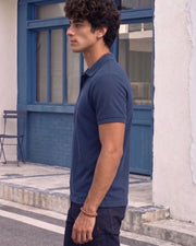 Men's All-Over Printed Polo Collar T-Shirt — Navy Blue — Thumbnail 5