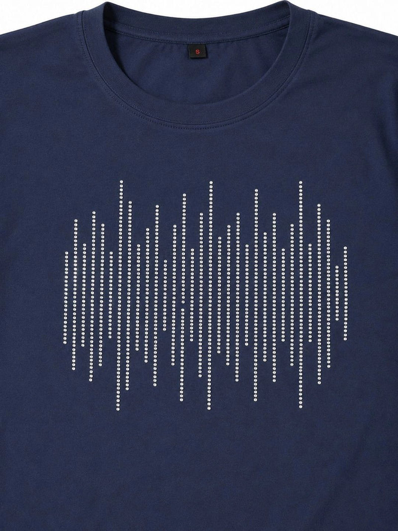 Women's Printed Pure Cotton T-Shirt — Navy Blue — Quality Craftsmanship Anatomy