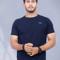 Men Pure Cotton Pockets T-shirt — Navy Blue