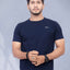 Men Pure Cotton Pockets T-shirt — Navy Blue