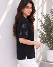 Women's Printed T-Shirt — Black — Thumbnail 3