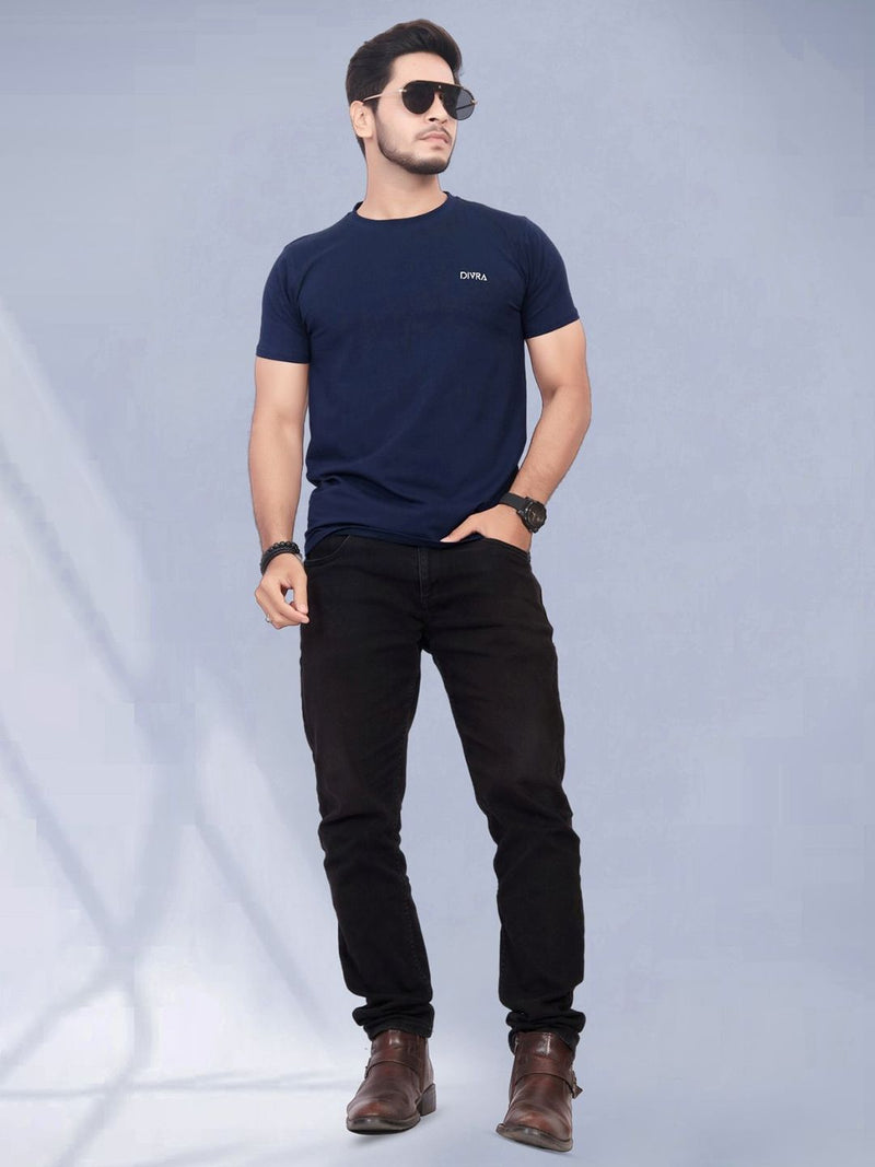 Men Pure Cotton Pockets T-shirt — Navy Blue — Quality Craftsmanship Anatomy