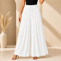 Women's Flared Viscose Rayon High-Waist Trousers — White