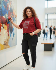 Women's Graphic Print Pure Cotton Round Neck T-Shirt — Maroon — Thumbnail 3