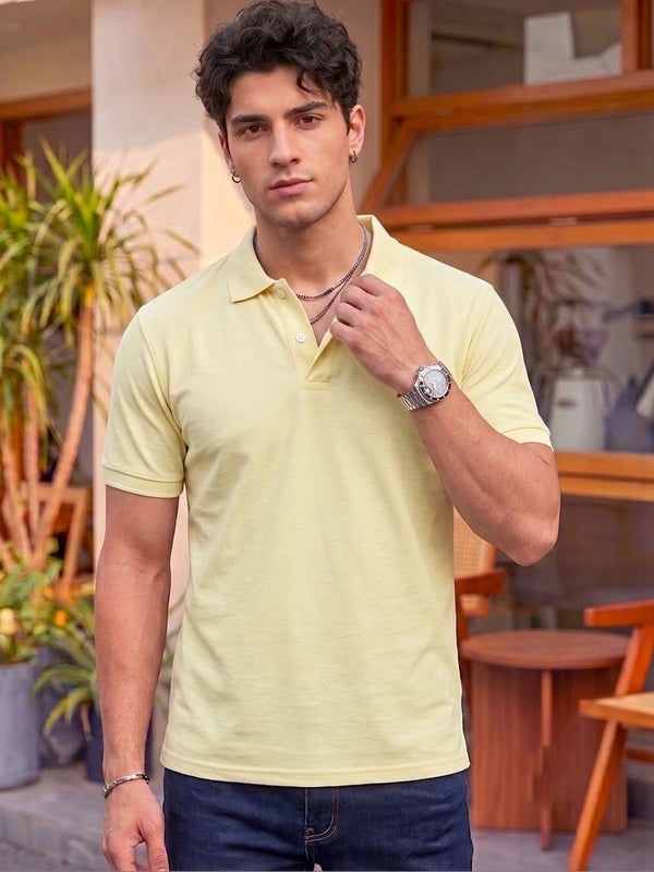 Men's All-Over Printed Polo Collar T-Shirt — Yellow — Tshirt Factory India Direct Wholesale Manufacturer