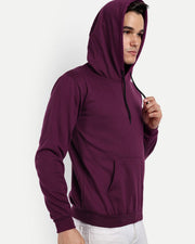 Unisex Hooded Long Sleeves Sweatshirt — Burgundy — Thumbnail 2