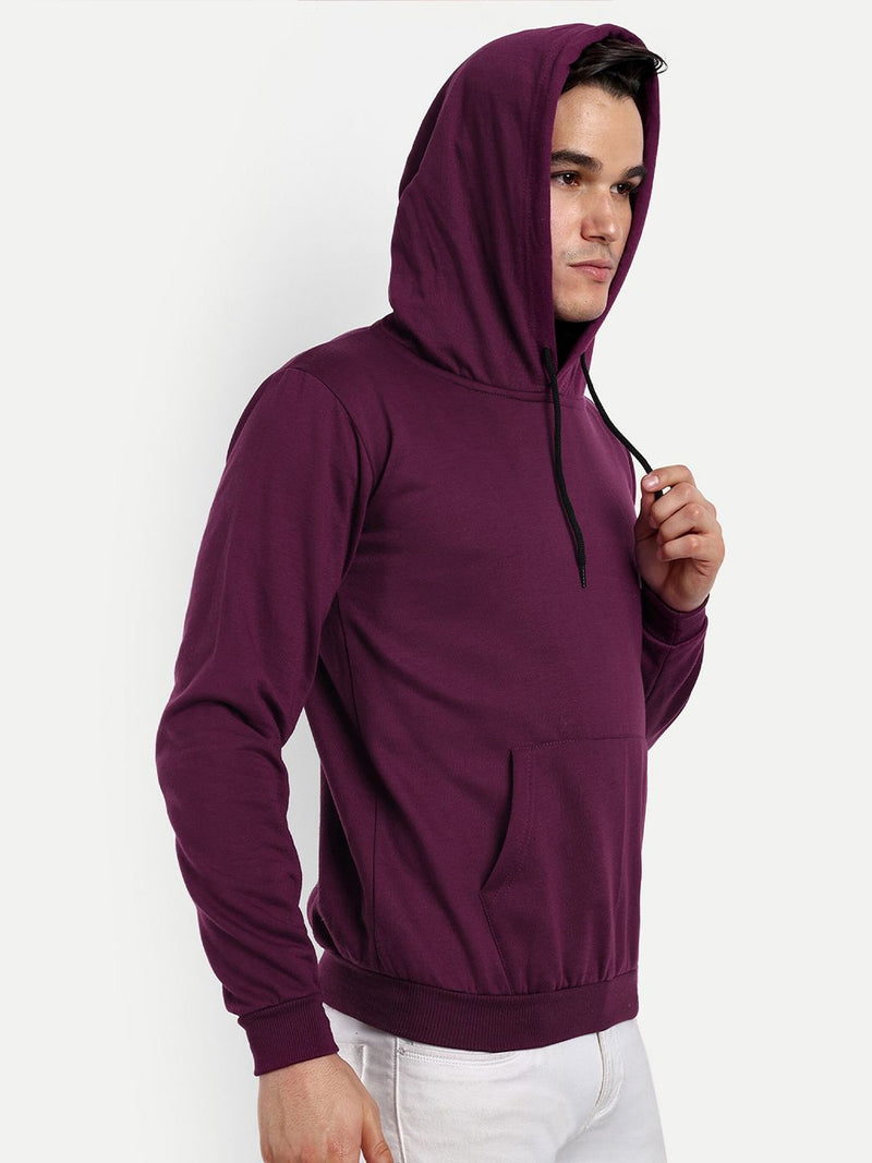 Unisex Hooded Long Sleeves Sweatshirt — Burgundy — Quality Craftsmanship Anatomy