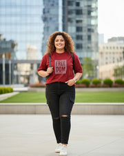 Women's Graphic Print Pure Cotton Round Neck T-Shirt — Maroon — Thumbnail 4