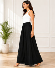 Women's Flared Viscose Rayon High-Waist Trousers — Black — Thumbnail 3