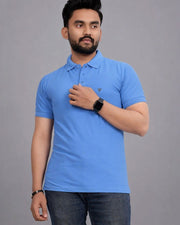 Men's Polo Collar T-Shirt — Blue — Thumbnail 4