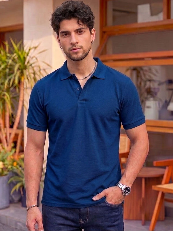 Men's All-Over Printed Polo Collar T-Shirt — Blue — Tshirt Factory India Direct Wholesale Manufacturer