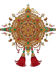 Royal Gold Floral Rakhi Festive Graphic Cotton T-Shirt — White — Thumbnail 2