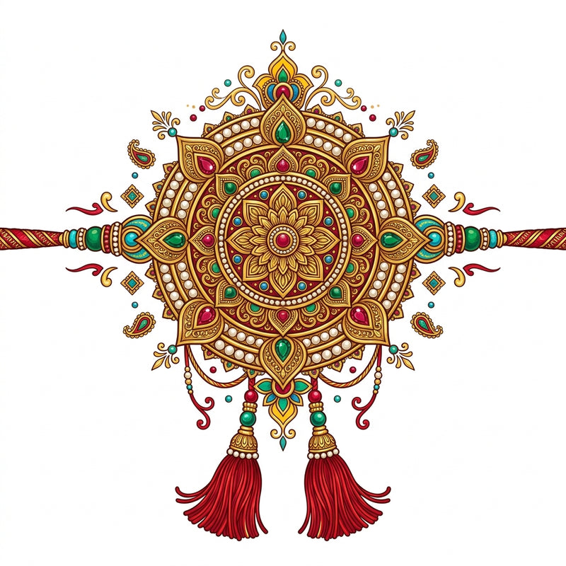 Royal Gold Floral Rakhi Festive Graphic Cotton T-Shirt — White — Quality Craftsmanship Anatomy