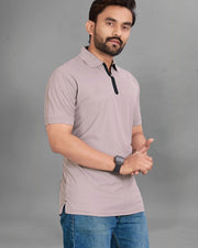 Men's Polo Collar Pockets T-Shirt — Grey — Thumbnail 4