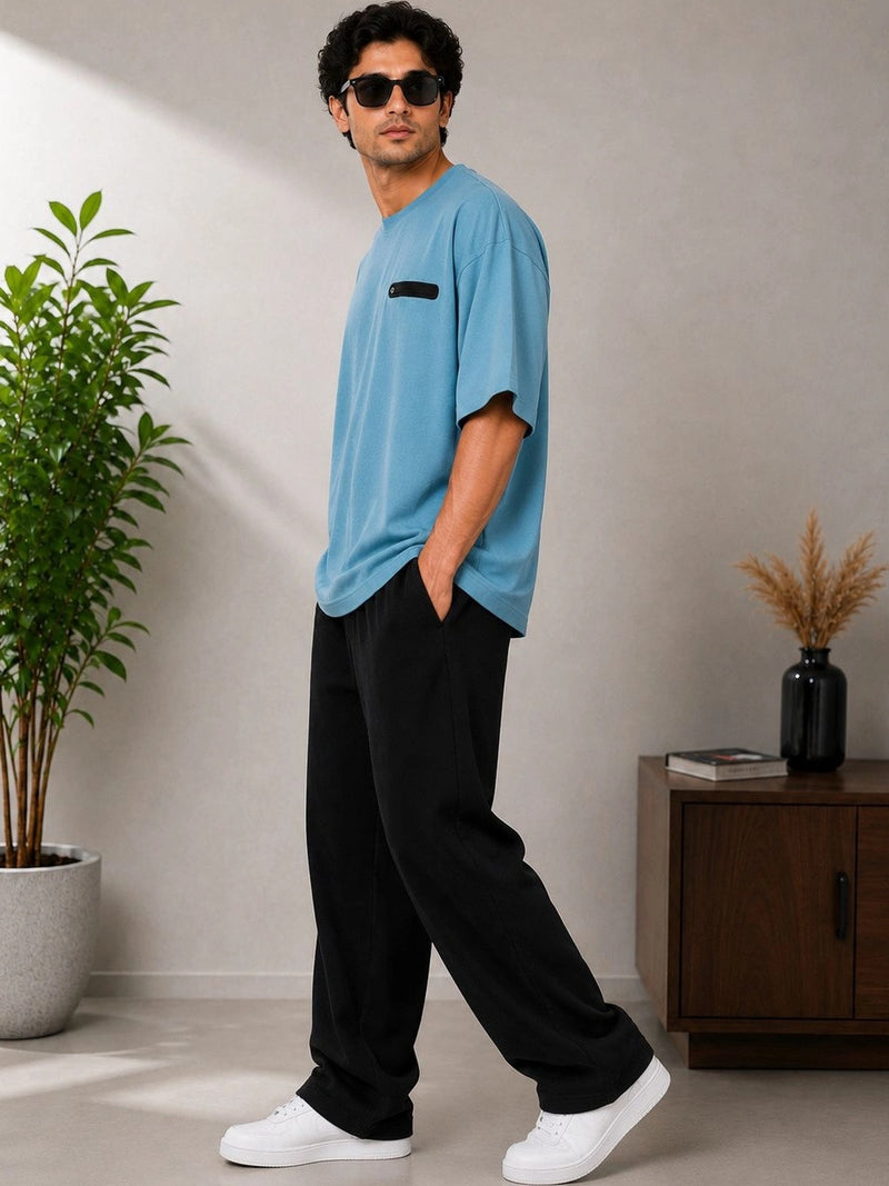 Men's Pure Cotton Pocket T-Shirt — Turquoise Blue — Quality Craftsmanship Anatomy