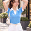 Women's Colourblocked Polo Collar T-Shirt — Sky Blue