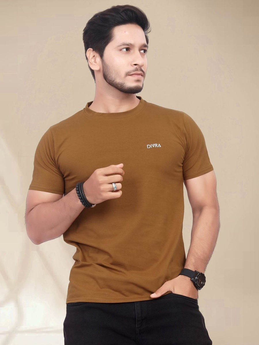Men Pure Cotton Pockets T-shirt — Brown — Tshirt Factory India Direct Manufacturer Surat