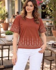 Women's Printed T-Shirt — Rust — Thumbnail 6