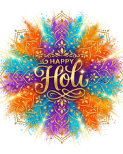 Happy Holi Radiant Mandala Graphic Cotton T-Shirt — White — Thumbnail 2