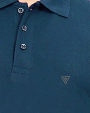 Men's Polo Collar Regular -Fit T-Shirt — Teal — Thumbnail 3