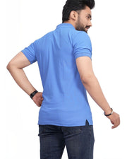 Men's Polo Collar T-Shirt — Blue — Thumbnail 2