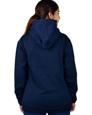 Women's Hooded Fleece Pullover Sweatshirt — Navy Blue — Thumbnail 4
