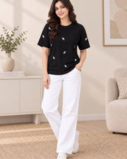 Women's Printed T-Shirt — Black — Thumbnail 3