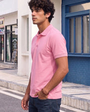 Men's All-Over Printed Polo Collar T-Shirt — Pink — Thumbnail 6