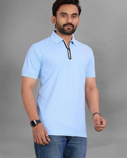 Men's Polo Collar T-Shirt — Blue — Thumbnail 2