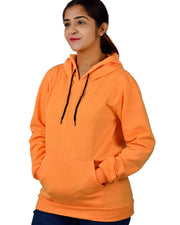 Long Unisex Long Sleeves Fleece Hooded Pullover Sweatshirt — Orange — Thumbnail 3