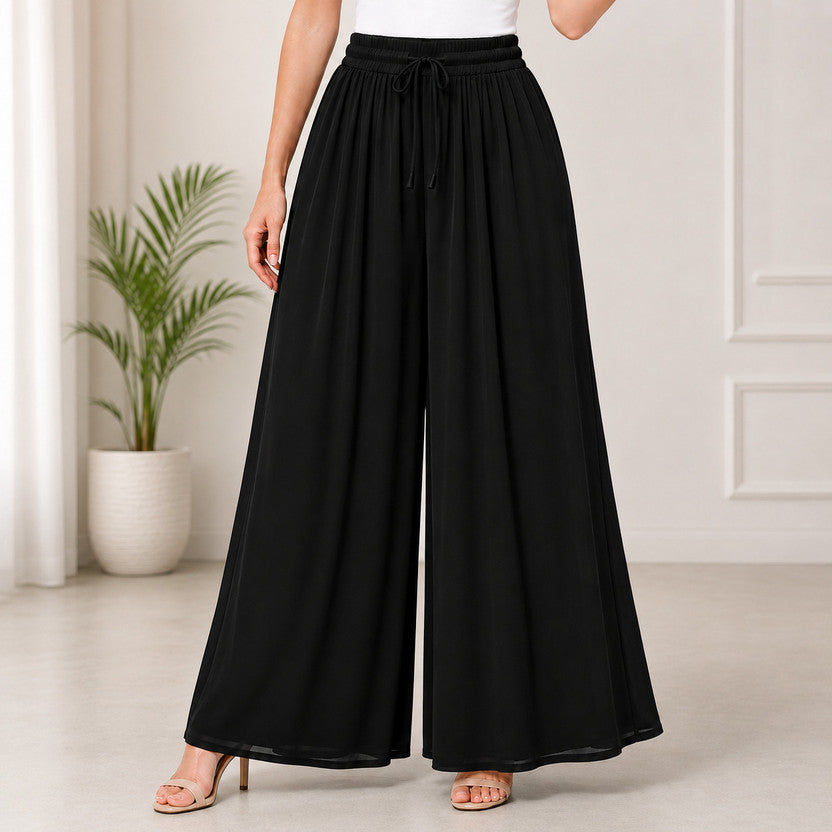 Women's Flared Viscose Rayon High-Waist Trousers — Black — Tshirt Factory India Direct Manufacturer Surat