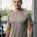Men's Moisture-Wicking Raglan Athletic Gym T-Shirt — Warm Grey