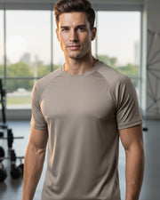 Men's Moisture-Wicking Raglan Athletic Gym T-Shirt — Warm Grey — Thumbnail 1