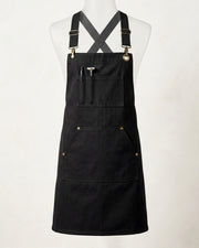 Heavy Duty Cotton Kitchen Apron with Pockets — Jet Black — Thumbnail 1
